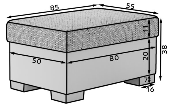 Szaro-biały taboret RELTO z miejscem do przechowywania 85x55 cm