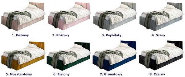 Beżowe welwetowe łóżko z pojemnikiem L7-P18