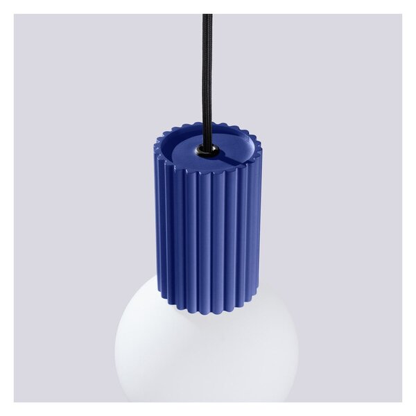 Ciemnoniebieska lampa wisząca ze szklanym kloszem ø 12 cm Orbital – Sollux