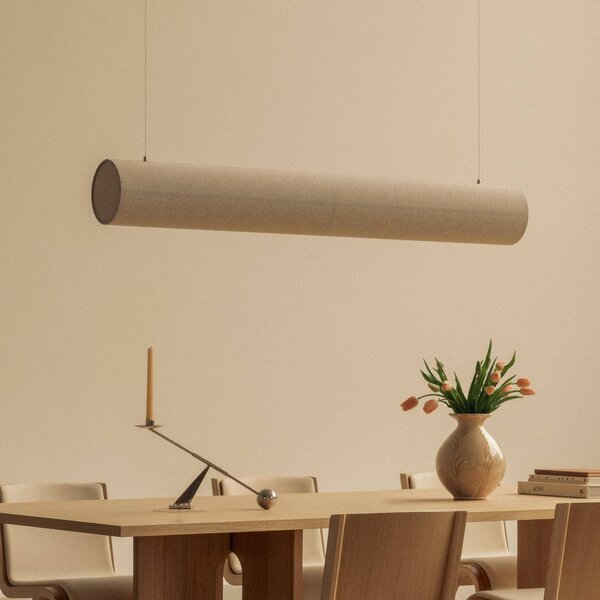 Audo Copenhagen Lampa wisząca Hashira, możliwość ściemniania, kremowy / amber, salon / jadalnia, tkanina / materiał / jedwab