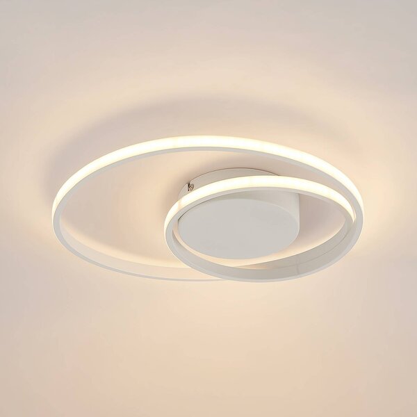 Lampa sufitowa LED Emisua Lindby, możliwość ściemniania, biały / opal, salon / jadalnia, aluminium, nowoczesny