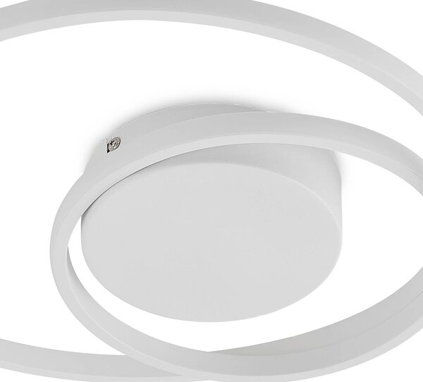 Lampa sufitowa LED Emisua Lindby, możliwość ściemniania, biały / opal, salon / jadalnia, aluminium, nowoczesny