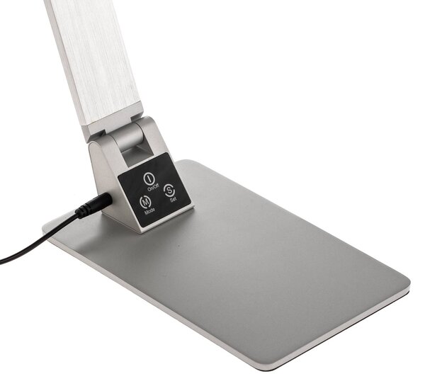 Fabas Luce Lampa stołowa LED Wasp, możliwość ściemniania, aluminiowy / szary / cynkowy, biuro, aluminium, nowoczesny