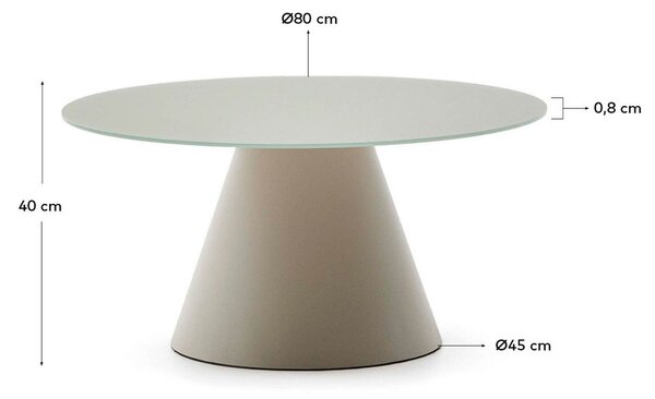 Jasnoszary okrągły stolik ze szklanym blatem ø 80 cm Wilshire – Kave Home