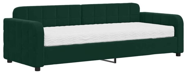Sofa z materacem do spania, ciemnozielona, 80x200 cm, aksamit