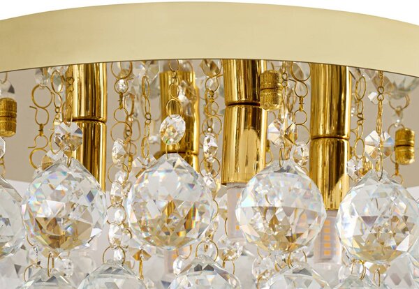 Lampa sufitowa kryształowa Gillion Lindby, możliwość ściemniania, mosiężny / złoty, salon / jadalnia, kryształ, design