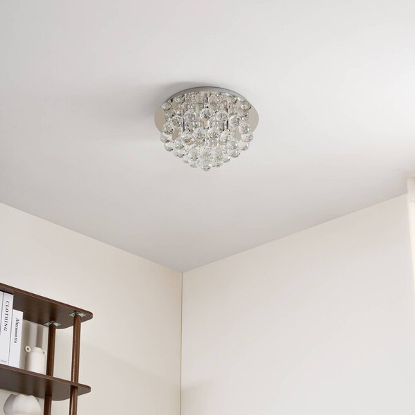 Lampa sufitowa kryształowa Antonino Lindby, możliwość ściemniania, chromowy / srebrny, salon / jadalnia, kryształ, nowoczesny
