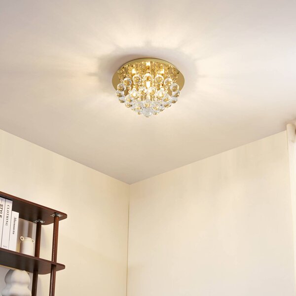Lampa sufitowa kryształowa Gillion Lindby, możliwość ściemniania, mosiężny / złoty, salon / jadalnia, kryształ, design
