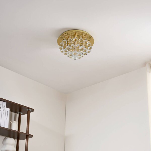 Lampa sufitowa kryształowa Gillion Lindby, możliwość ściemniania, mosiężny / złoty, salon / jadalnia, kryształ, design