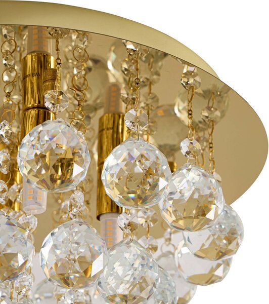 Lampa sufitowa kryształowa Gillion Lindby, możliwość ściemniania, mosiężny / złoty, salon / jadalnia, kryształ, design