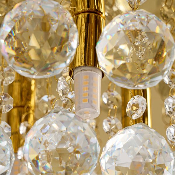Lampa sufitowa kryształowa Gillion Lindby, możliwość ściemniania, mosiężny / złoty, salon / jadalnia, kryształ, design