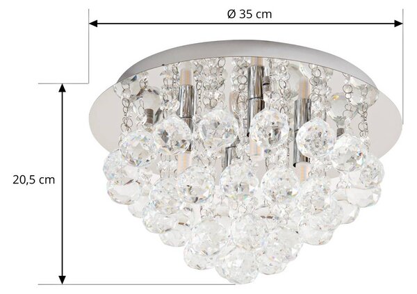 Lampa sufitowa kryształowa Antonino Lindby, możliwość ściemniania, chromowy / srebrny, salon / jadalnia, kryształ, nowoczesny