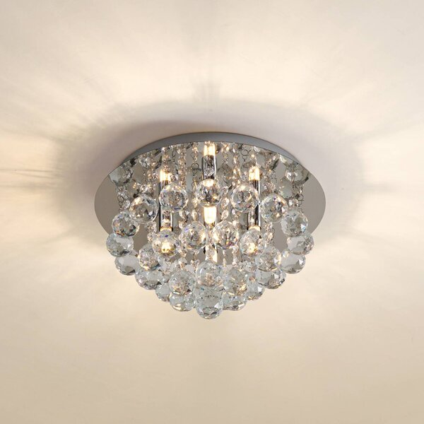 Lampa sufitowa kryształowa Antonino Lindby, możliwość ściemniania, chromowy / srebrny, salon / jadalnia, kryształ, nowoczesny