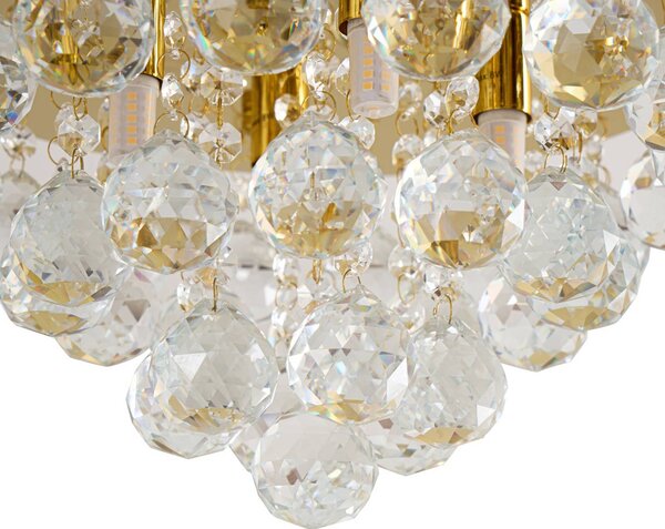 Lampa sufitowa kryształowa Gillion Lindby, możliwość ściemniania, mosiężny / złoty, salon / jadalnia, kryształ, design