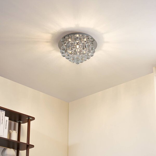 Lampa sufitowa kryształowa Antonino Lindby, możliwość ściemniania, chromowy / srebrny, salon / jadalnia, kryształ, nowoczesny