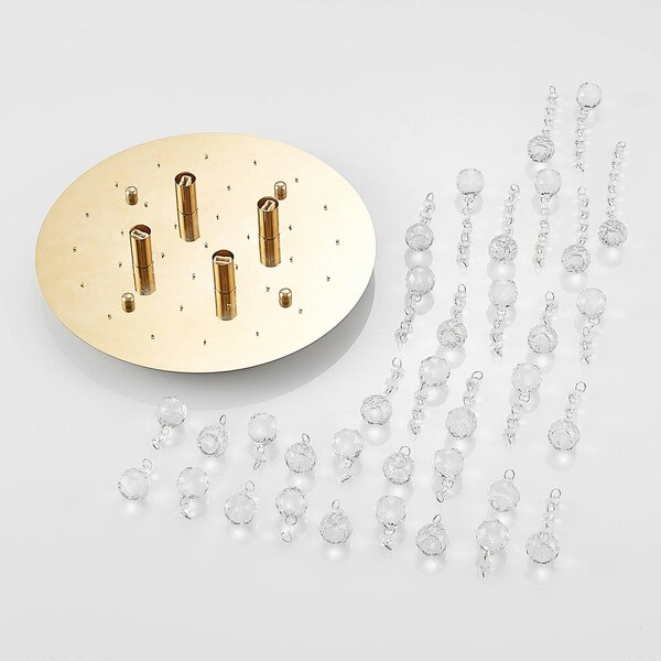 Lampa sufitowa kryształowa Gillion Lindby, możliwość ściemniania, mosiężny / złoty, salon / jadalnia, kryształ, design