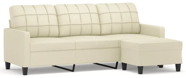 Sofa 3-osobowa z podnÃ³Å¼kiem, kremowa, 180 cm, sztuczna skÃ³ra