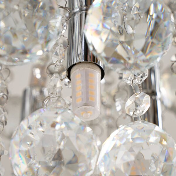 Lampa sufitowa kryształowa Antonino Lindby, możliwość ściemniania, chromowy / srebrny, salon / jadalnia, kryształ, nowoczesny