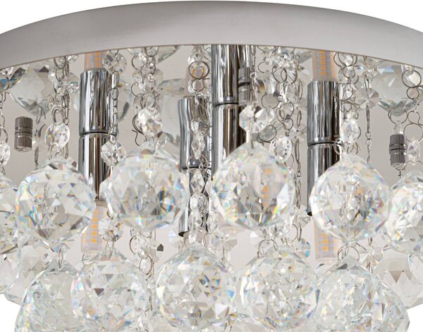 Lampa sufitowa kryształowa Antonino Lindby, możliwość ściemniania, chromowy / srebrny, salon / jadalnia, kryształ, nowoczesny