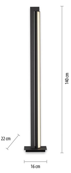 PURE Lampa stojąca LED Pure Lines Floor, możliwość ściemniania, aluminiowy / szary / cynkowy, salon / jadalnia, metal, nowoczesny
