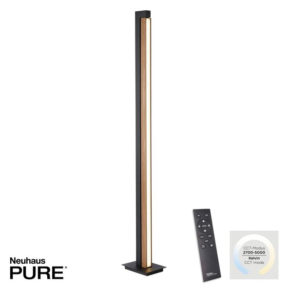 PURE Lampa stojąca Lines Floor, możliwość ściemniania, jasne drewno, salon / jadalnia, drewno