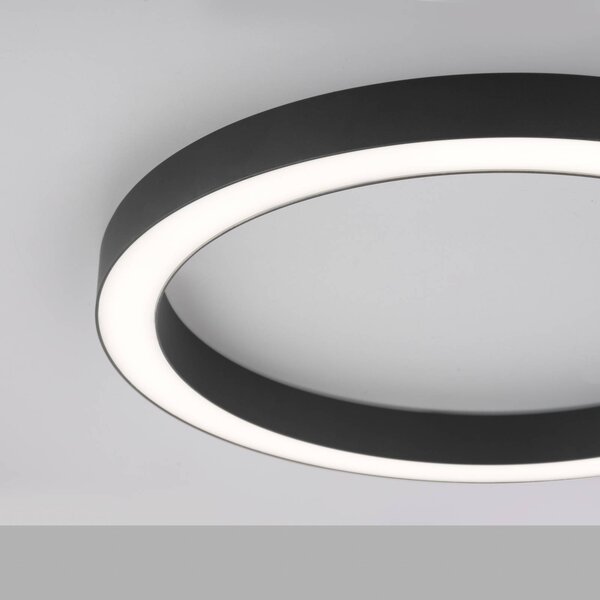 PURE Lampa sufitowa LED Lines Round, możliwość ściemniania, czarny, salon / jadalnia, aluminium, nowoczesny