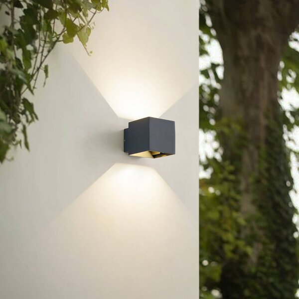 Kinkiet zewnętrzny LED Esani Lindby, czarny, aluminium, nowoczesny