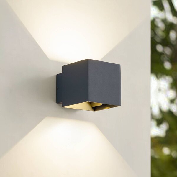 Kinkiet zewnętrzny LED Esani Lindby, czarny, aluminium, nowoczesny