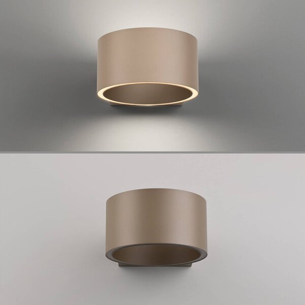 PURE Kinkiet LED Clipse, możliwość ściemniania, brązowy / mosiężny, salon / jadalnia, aluminium, nowoczesny