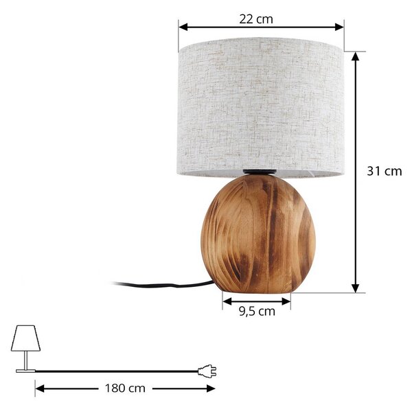 Lampa stołowa Mayumi Lindby, jasne drewno, salon / jadalnia, drewno, skandynawski