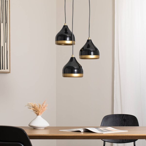 Lampa wisząca Yildo Opviq, możliwość ściemniania, czarny, salon / jadalnia, metal, nowoczesny