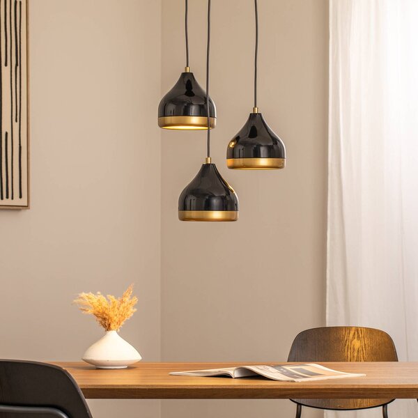 Lampa wisząca Yildo Opviq, możliwość ściemniania, czarny, salon / jadalnia, metal, nowoczesny