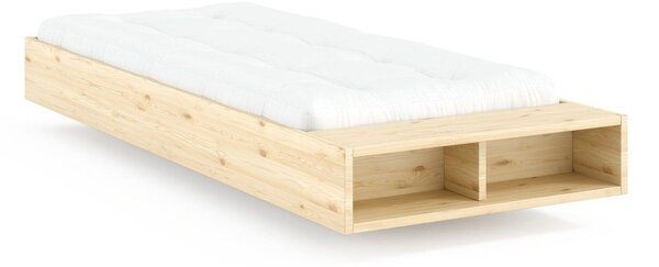 Łóżko jednoosobowe z litego drewna sosnowego bez zagłówka ze stelażem 90x200 cm w naturalnym kolorze Merge – Karup