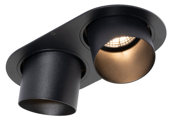 Okrągły podtynkowy reflektor czarny GU10 70 mm, regulowany, 2-punktowy - Installa