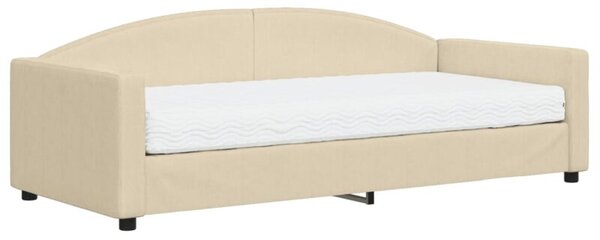 Sofa z materacem do spania, kremowa, 90x200 cm, tkanina