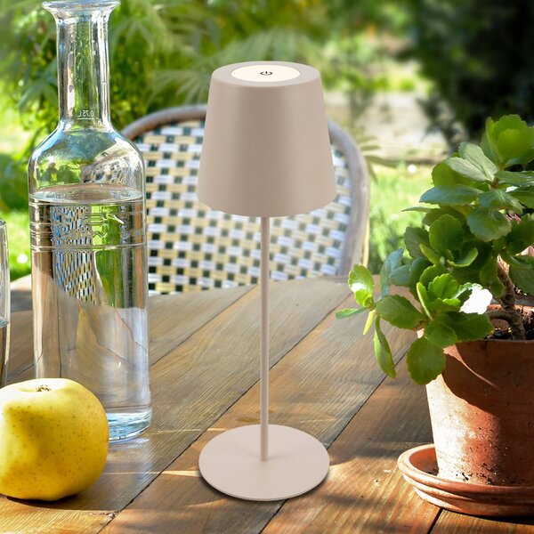 Briloner Lampa stołowa LED 7508011, beżowa, 2 700 K IP44 ściemniacz dotykowy możliwość ściemniania, kremowy / amber, salon / jadalnia, metal, nowoczesny