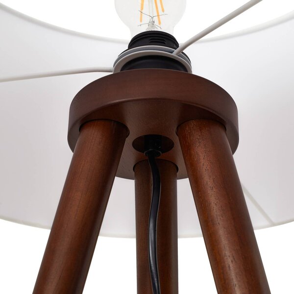 Lampa stojąca Charlia Lindby, ciemne drewno, salon / jadalnia, tkanina / materiał / jedwab, skandynawski