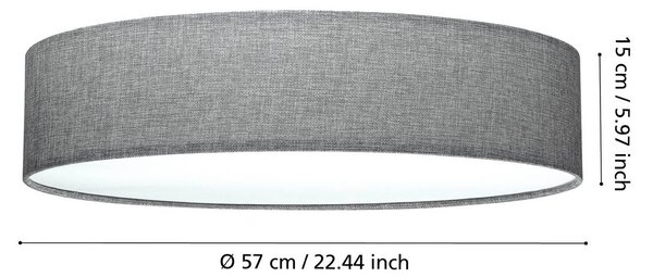 EGLO Lampa sufitowa Pasteri, możliwość ściemniania, aluminiowy / szary / cynkowy, salon / jadalnia, tkanina / materiał / jedwab, nowoczesny