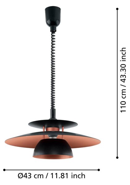 EGLO Lampa wisząca Brenda, możliwość ściemniania, czarny, salon / jadalnia, metal, nowoczesny