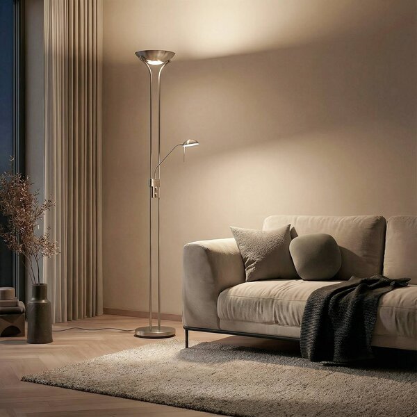 Lampa stojąca LED Josefin Lindby, możliwość ściemniania, aluminiowy / szary / cynkowy, salon / jadalnia, metal, nowoczesny
