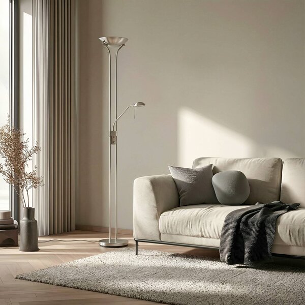 Lampa stojąca LED Josefin Lindby, możliwość ściemniania, aluminiowy / szary / cynkowy, salon / jadalnia, metal, nowoczesny