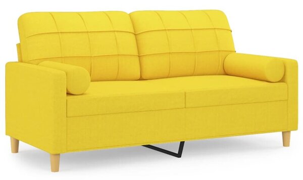 Sofa 2-osobowa z poduszkami, jasnoÅ¼Ã³Åta, 140 cm, tkanina