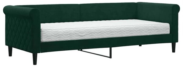 Sofa z materacem do spania, ciemnozielona, 80x200 cm, aksamit