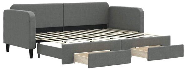 Sofa rozsuwana z szufladami, ciemnoszara, 80x200 cm, tkanina