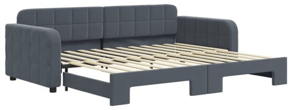 Sofa rozsuwana, ciemnoszara, 90x200 cm, aksamit