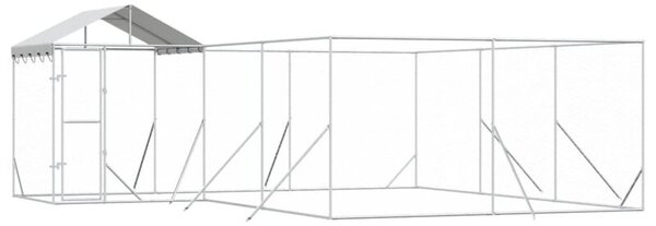Kojec dla psa, z dachem, srebrny, 6x6x2,5 m, stal galwanizowana