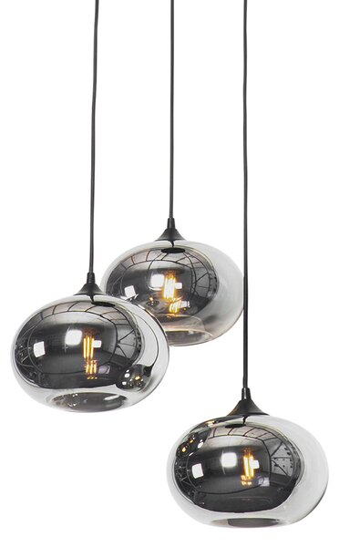 Inteligentna lampa wisząca czarna z dymionym szkłem w komplecie 3 WiFi P45 - Busa
