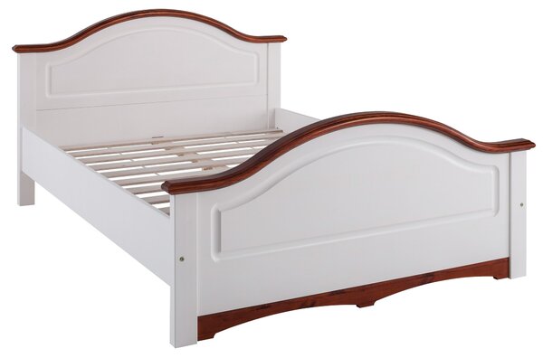 Sosnowe łóżko Konrad 140x200 cm, biało-wiśniowe