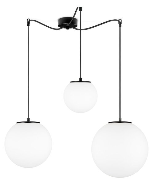Biała lampa wisząca z 3 kloszami i oprawką w czarnym kolorze Sotto Luce TSUKI