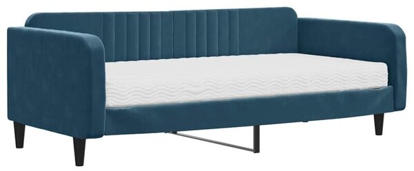 Sofa z materacem do spania, niebieska, 100x200 cm, aksamit